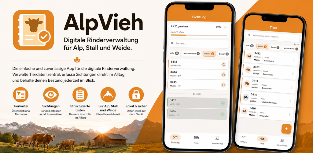 AlpVieh App Übersicht